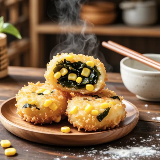 Corn and Salted Kelp Tempura Fritters