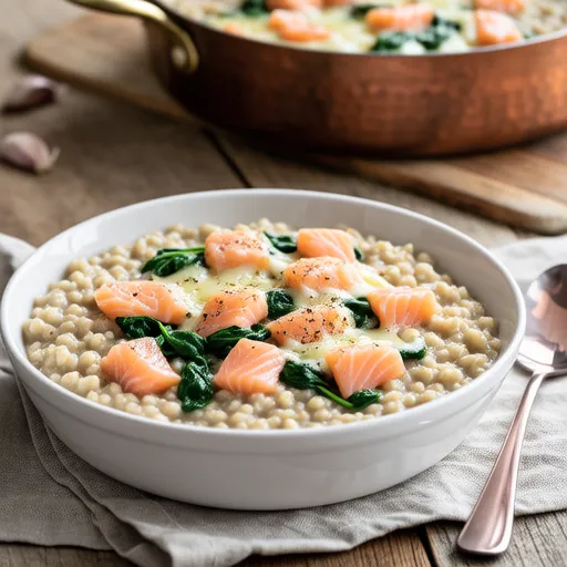 Oatmeal and Salmon Cheese Risotto