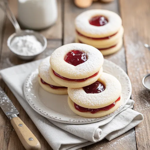 Linzer Cookies with Strawberry Jam