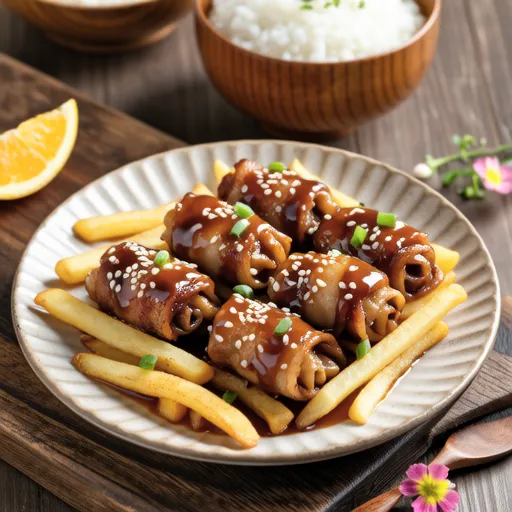 Meat-Wrapped Potatoes with Curry Teriyaki Glaze