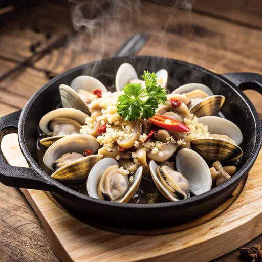 Steamed Clams and King Oyster Mushrooms with Breadcrumbs