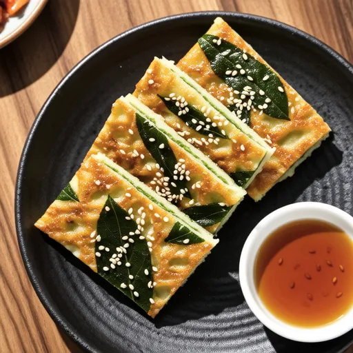 ミズナとしらすの韓国風パンケーキ