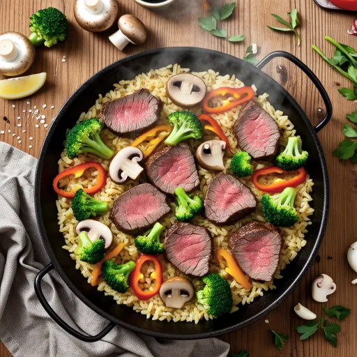 Broccoli and Beef Paella