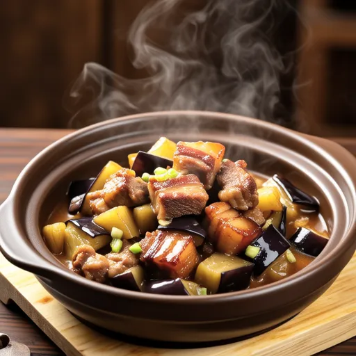 Pork Belly Dumplings and Eggplant Stew