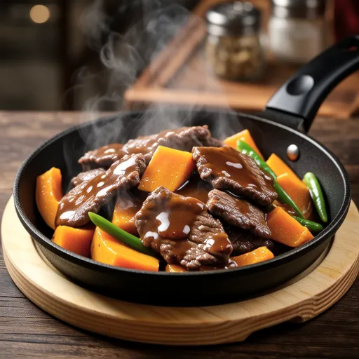 Stir-fried Pumpkin and Beef with Teriyaki Mayo