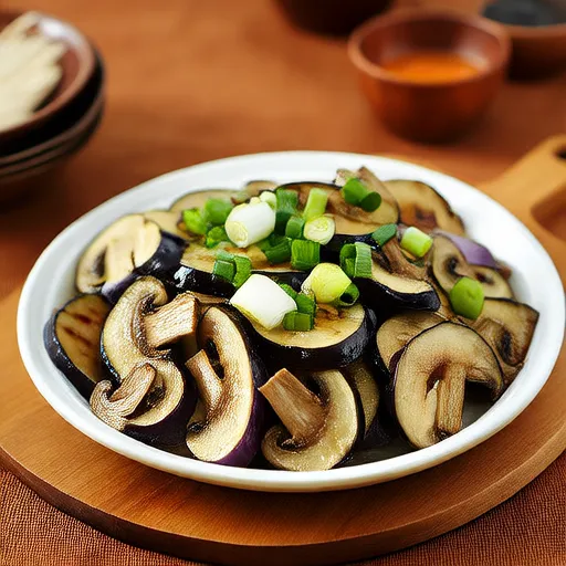 烤茄子與蘑菇