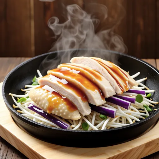 Steamed Eggplant and Chicken with Ginger Soy Sauce
