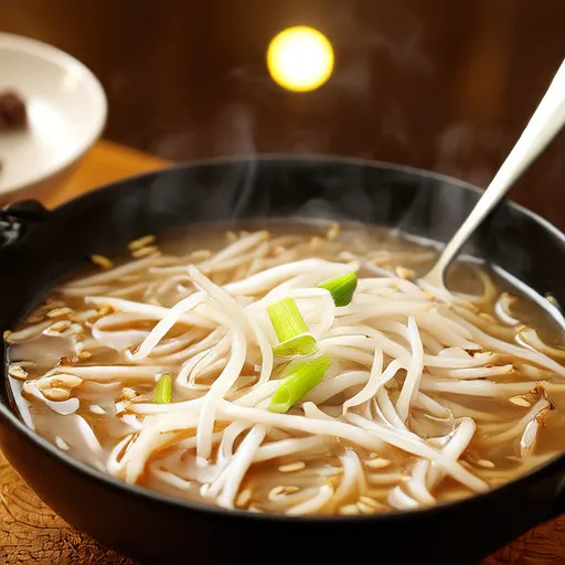 삼겹살과 숙주 국물 요리