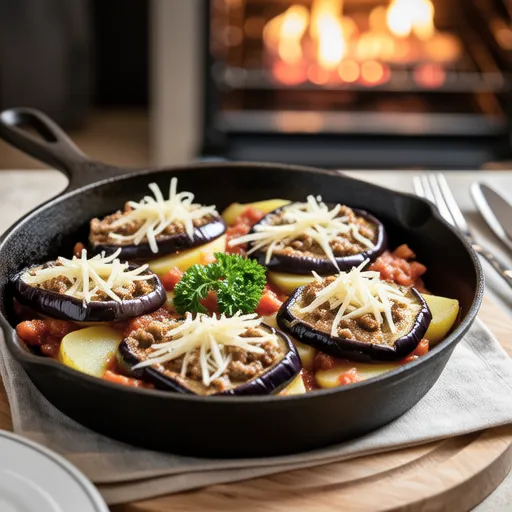 Eggplant Meat and Potato Gratin
