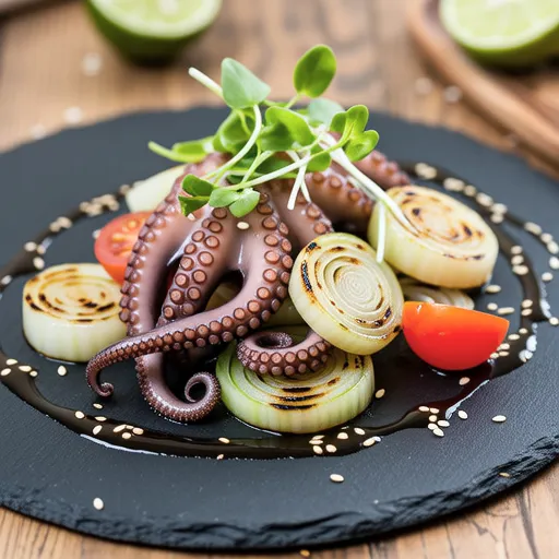 Octopus and Grilled Green Onion Yuzu Pepper Marinade