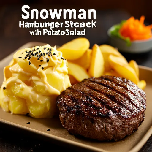 Snowman Hamburger Steak with Potato Salad
