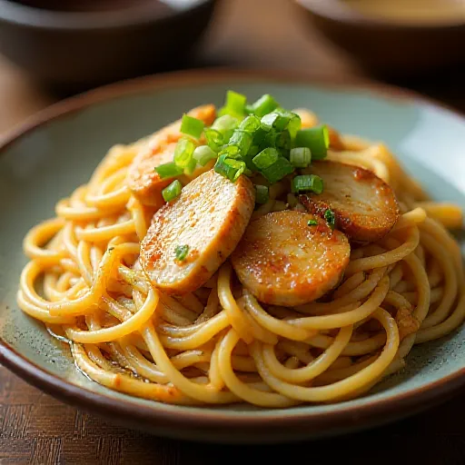 Japanese-style Pasta with Chicken and Egg