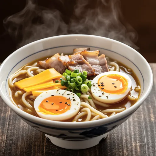 チーズと温泉卵のカレーうどん