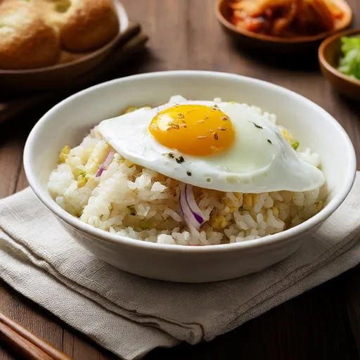 Рис с луком и яйцом