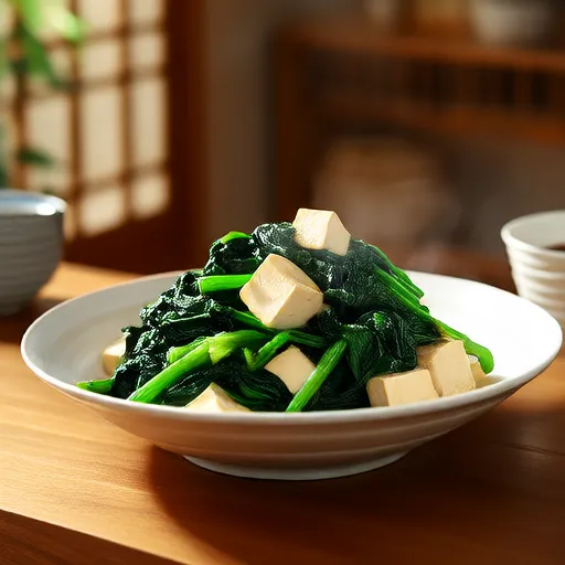 Refogado de tofu e espinafre