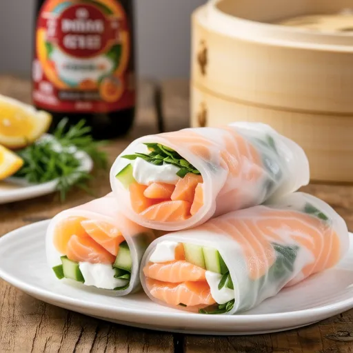Salmon and Cream Cheese Fresh Spring Rolls