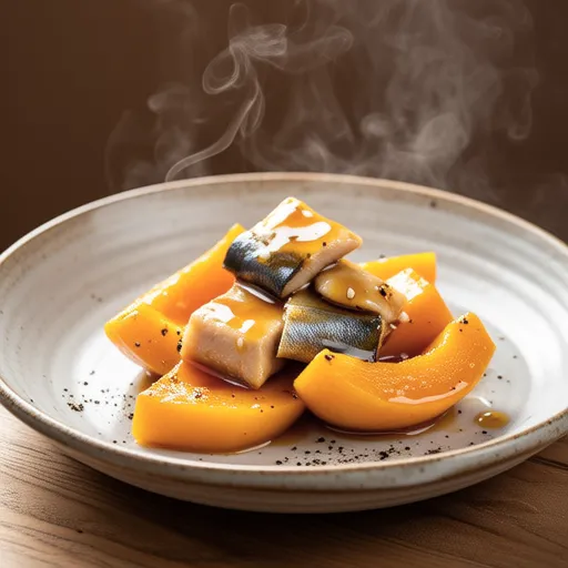Stir-fried Pumpkin and Mackerel with Ponzu