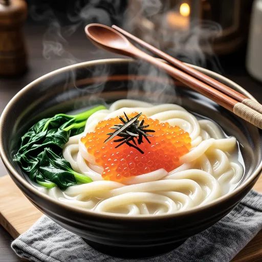 Spinach and Cod Roe Cream Udon
