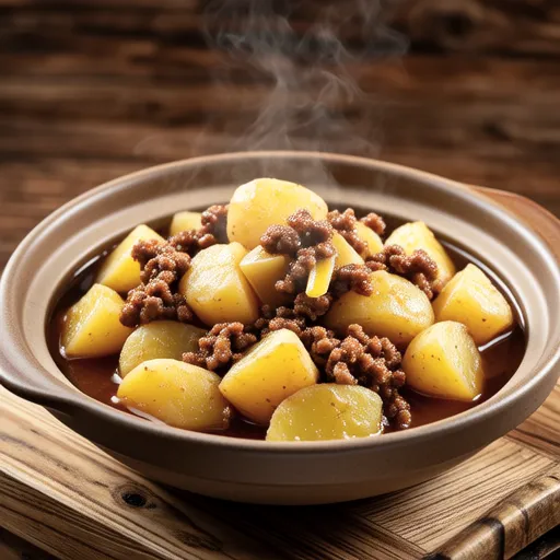 Simmered New Potatoes with Minced Pork in Sauce