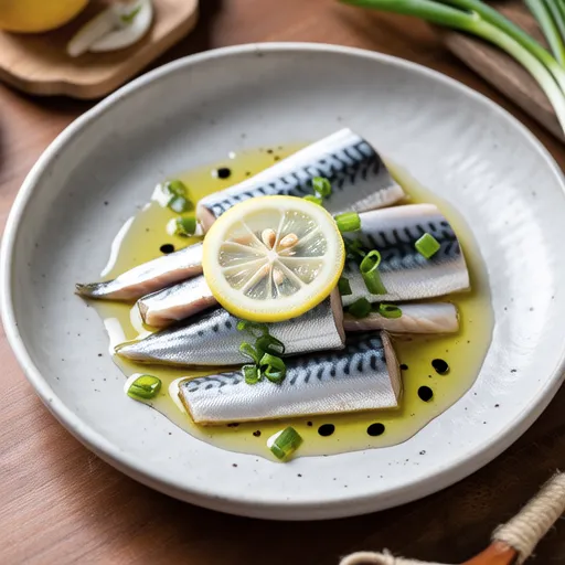 Horse Mackerel Carpaccio with Lemon and Green Onion Flavor