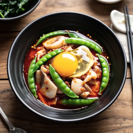 Hamachi and Pea Shoots Spicy Yukhoe