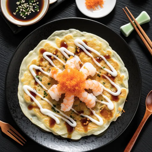 Shrimp and Pollock Roe Fluffy Okonomiyaki