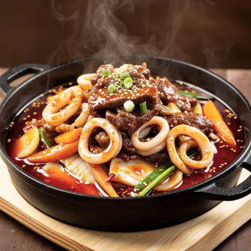 Spicy Stir-fried Squid and Beef with Vegetables