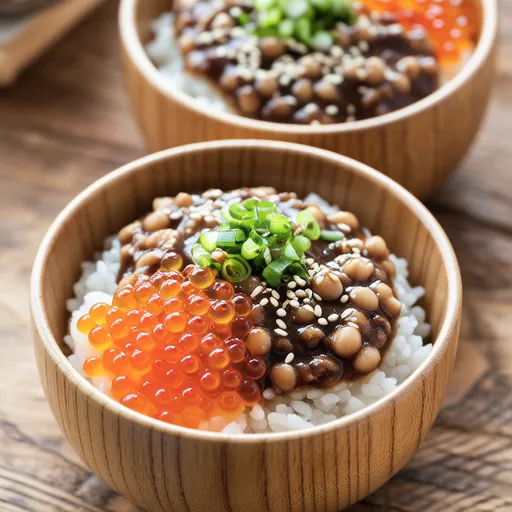 Mentaiko Natto Rice Bowl with Tororo