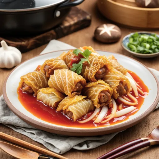 Pork Rolled Cabbage in Tomato Sauce