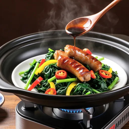 Spinach and Bell Pepper Soy Sauce Stir-fry