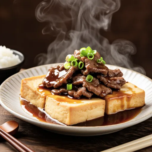 Tofu Steak with Sukiyaki-style Beef