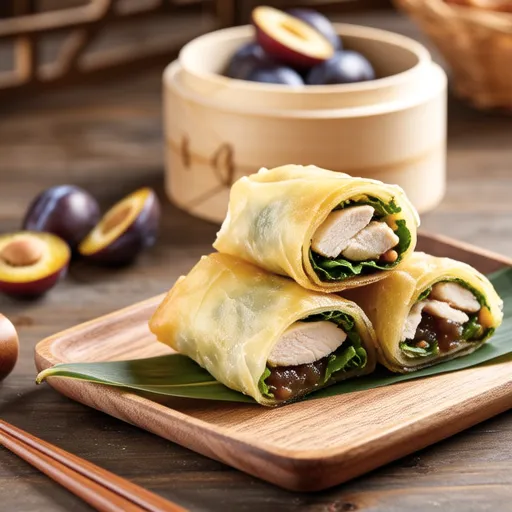 Chicken Tender and Plum Shiso Spring Rolls