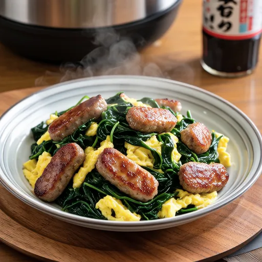 Sausage and Komatsuna Stir-fried with Egg