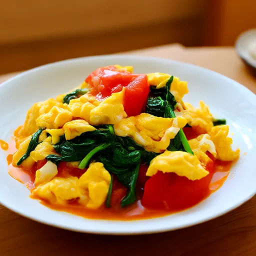 Tomato and Spinach Scrambled Eggs