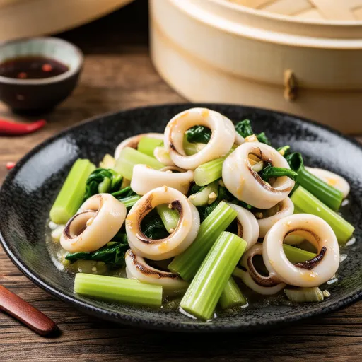 Celery and Squid Mustard Stir-fry