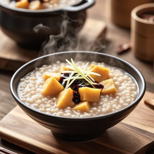 Sweet Potato and Fried Tofu Rice Porridge