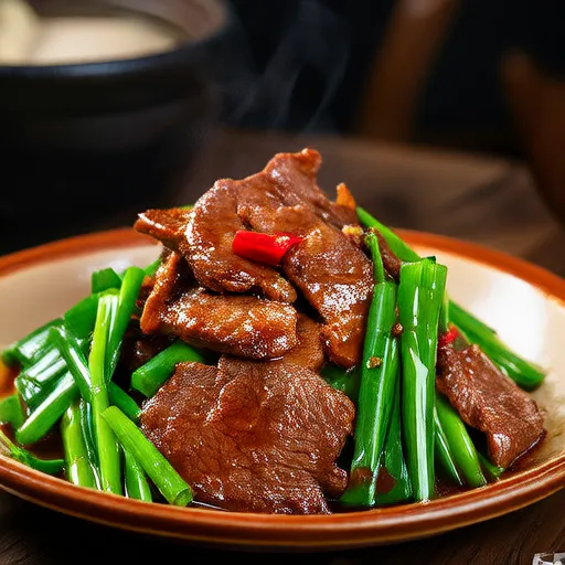 ネギと牛肉の炒め物