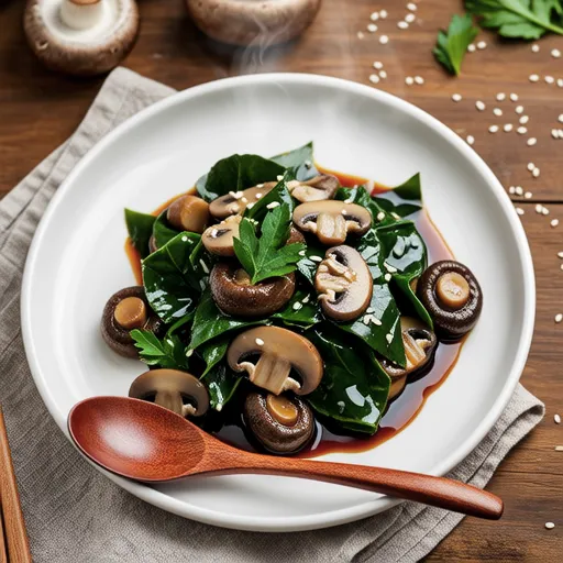 Perilla Leaf and Enoki Mushroom Stir-fry