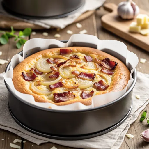 Savory Cake with New Onion and Bacon
