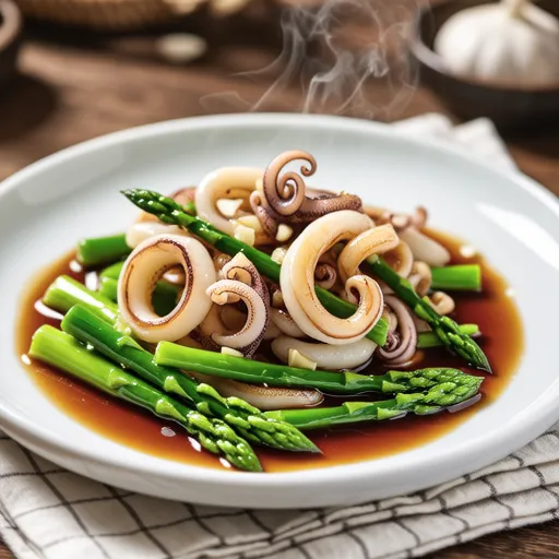 Stir-fried Squid and Asparagus with Butter Soy Sauce