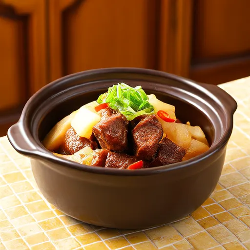 Тушеная говядина с редькой (Корейское блюдо)