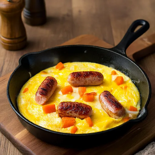Омлет с сосисками и овощами
