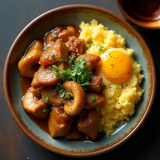 Stir-fried Pork, Shimeji Mushrooms, and Eggs