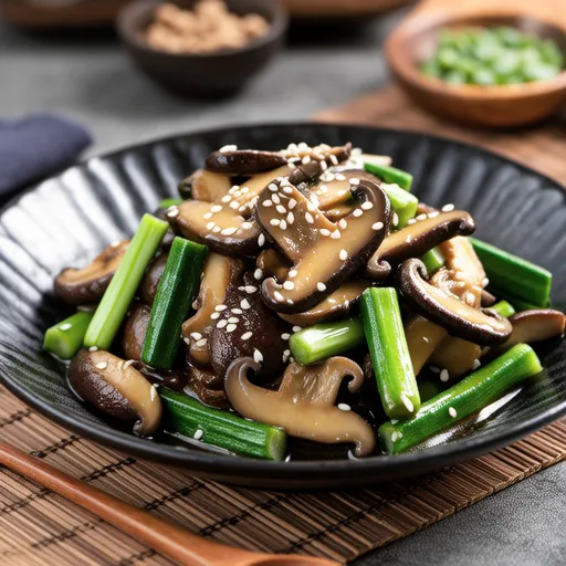 Shimeji and Okra with Chinese-style Sesame Dressing