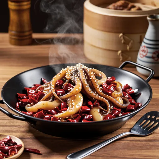 Stir-fried Dried Squid with Chili Peppers