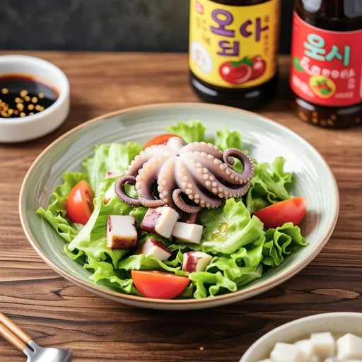 Korean-style Salad with Lettuce and Octopus