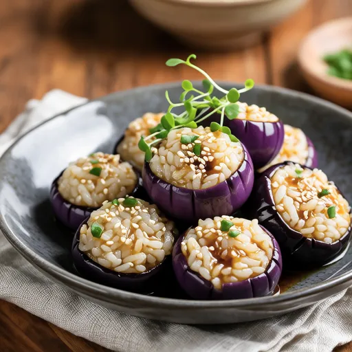 Eggplant Rice Balls (Low-Sodium Cancer Prevention Recipe)