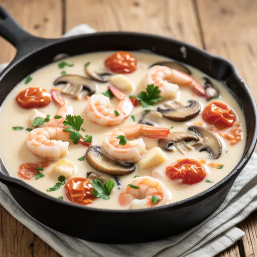 Shrimp and King Oyster Mushroom Tomato Cream Stew