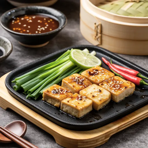 Grilled Green Onion and Fried Tofu with Nanban Sauce