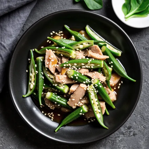 Okra and Tuna Mayo Sesame Mix